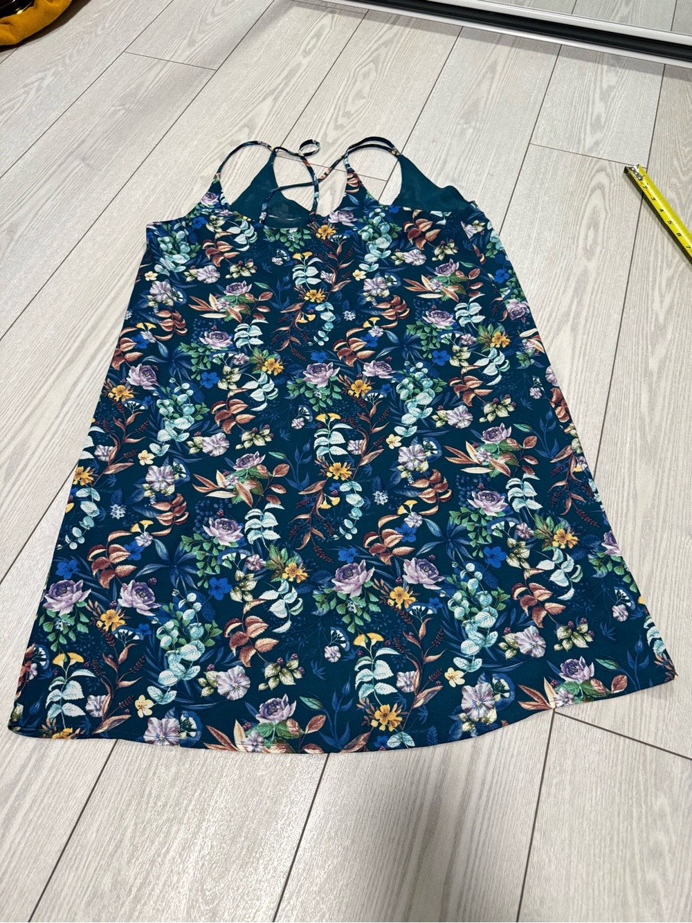 Elaine Rose 8 teal blue floral sundress tropical summer mini party beach purple